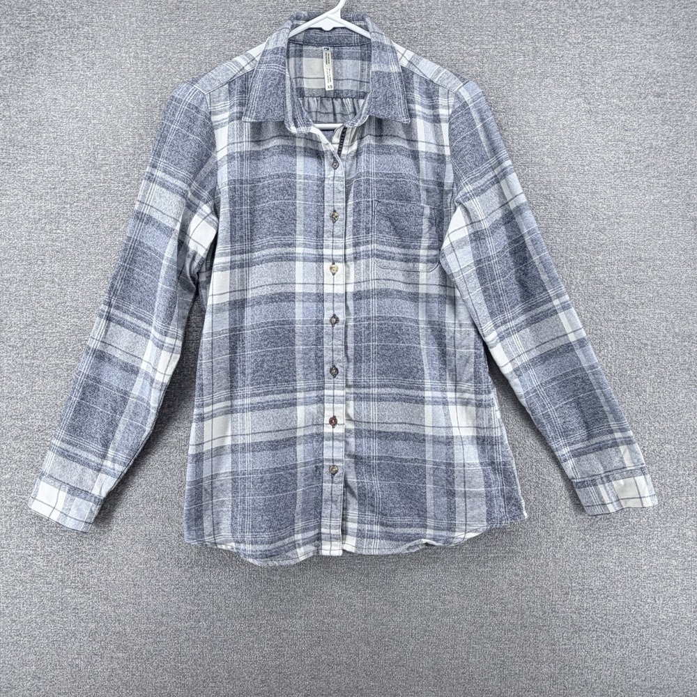 Kuhl Kamila Flannel Shirt Women Size XS Cozy Blue Plaid Casual Outdoor Hiking